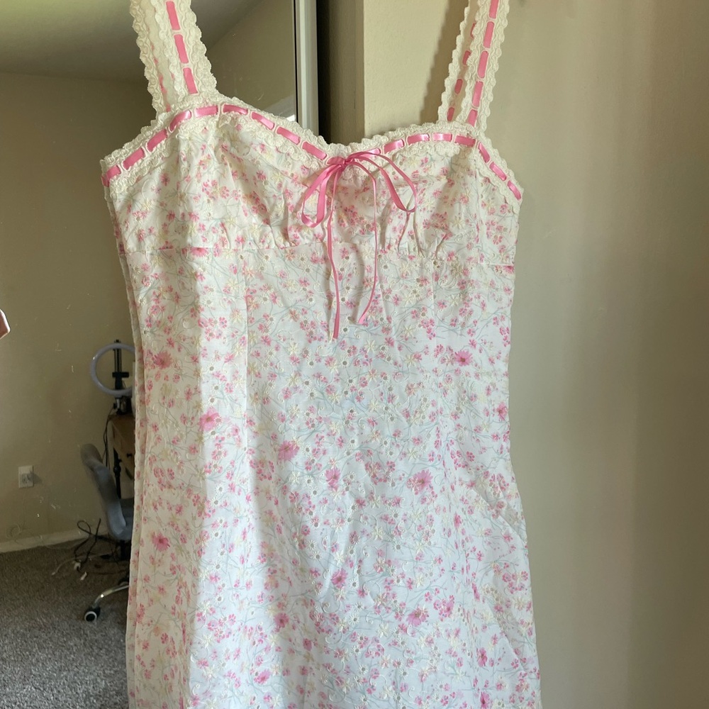 That’s So Fetch Floral Lace-Trim Mini Dress
